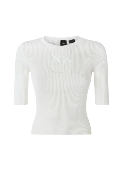 Love Birds logo rib knit in transparency PINKO | sweaters | 102017 A1KWZ05